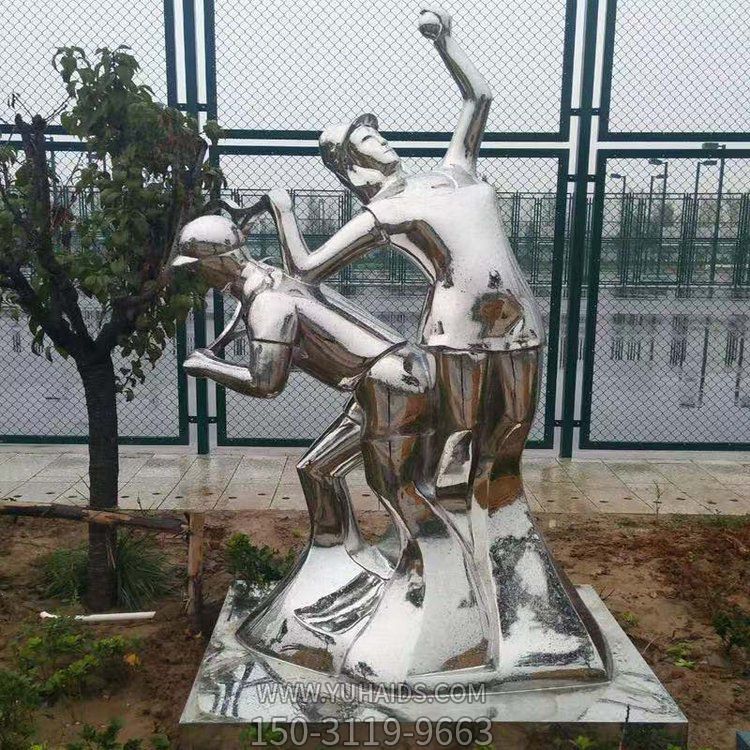 打网球，不锈钢镜面抽象体育运动人物景观博鱼网页版