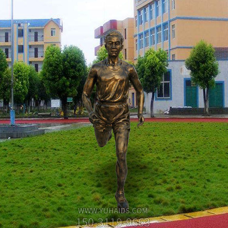 校园广场跑步的玻璃钢仿铜景观摆件博鱼网页版