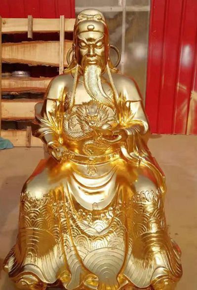 不锈钢鎏金贴金大型寺庙景观关公博鱼网页版