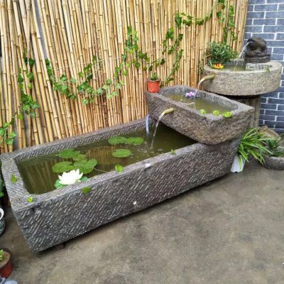 老旧石槽组合鱼缸石头水缸养鱼石盆园林户外石磨青石景观流水摆件博鱼网页版