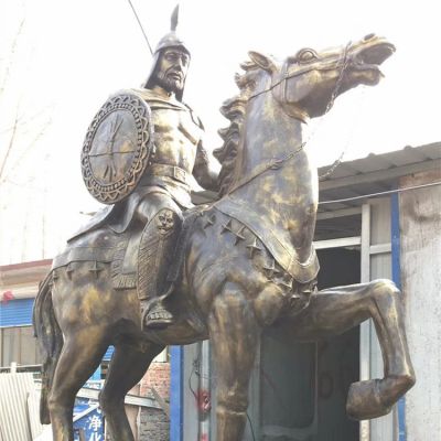 铜雕户外广场西方战士骑马的情景博鱼网页版