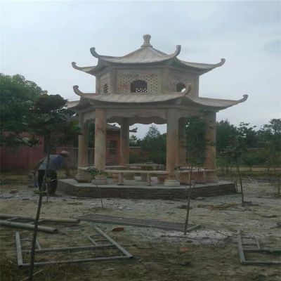 户外公园大型双层大理石石雕凉亭博鱼网页版摆件