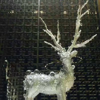 不锈钢创意鹿动物博鱼网页版  广场亮化小品摆件