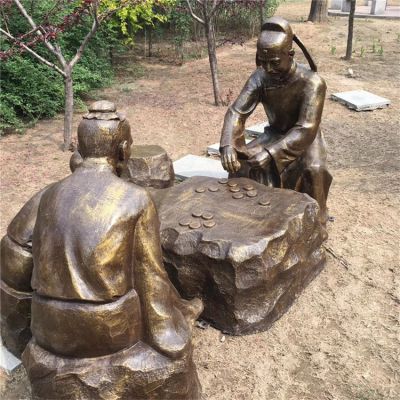 下棋，古代人物玻璃钢仿铜场景博鱼网页版