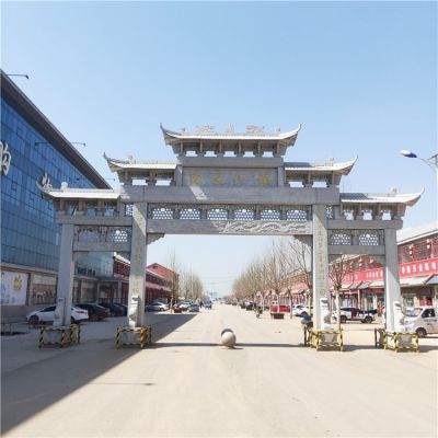城市街道大理石石雕多门牌坊