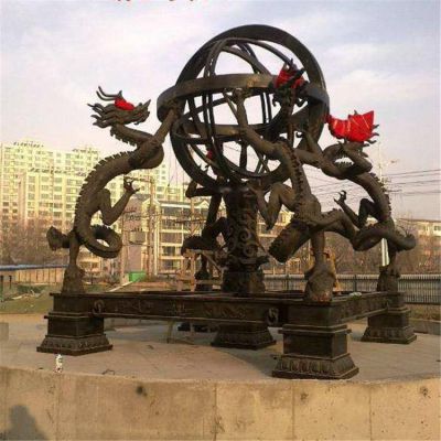 学院广场摆放全铜地球仪浑天仪博鱼网页版