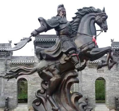 景区景点不锈钢仿铜骑马的关公博鱼网页版