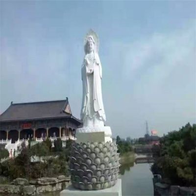 汉白玉雕刻观音神像景点户外摆放博鱼网页版