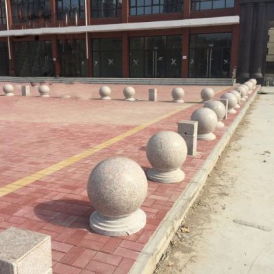 大理石材圆球路障石墩校园门口摆放石墩子