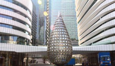 城市街道创意抽象不锈钢镂空水滴博鱼网页版