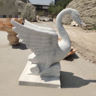 户外别墅景区汉白玉仿真动物天鹅博鱼网页版
