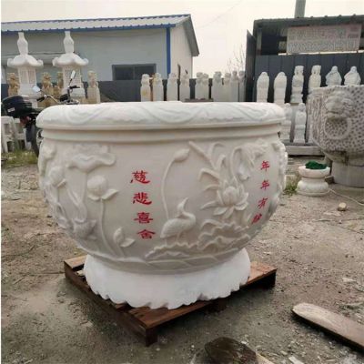 浮雕大理石石雕景观养花养鱼  鱼缸博鱼网页版