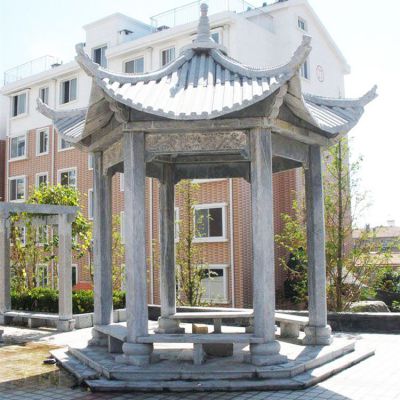 小区花园摆放休闲青石仿古建六角凉亭博鱼网页版
