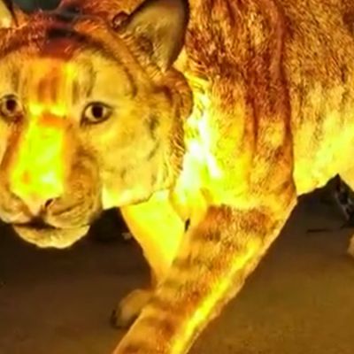 城市公园玻璃钢仿真动物夜晚照明摆件