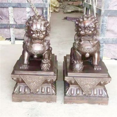 企业工厂门口大型铜雕狮子景观