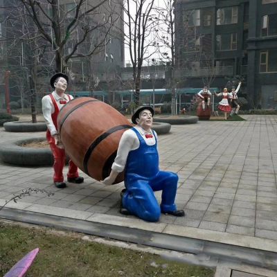 公园景区玻璃钢彩绘人物情景小品摆件
