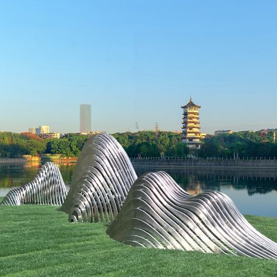 大型公园广场不锈钢假山博鱼网页版户外抽象摆件