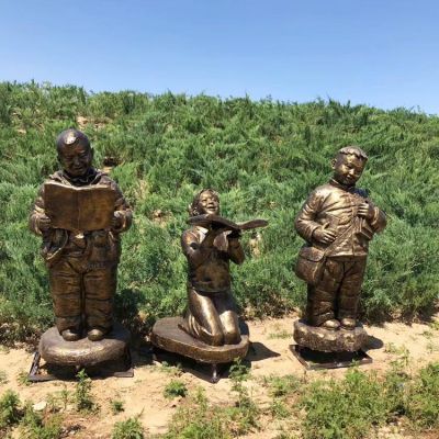 校园文化仿铜小孩读书主题博鱼网页版 摆件