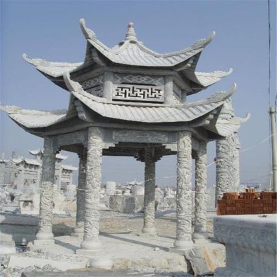 公园广场青石雕刻中式景观凉亭