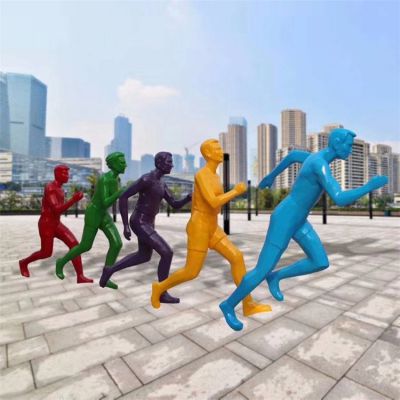 玻璃钢彩绘校园运动跑步的人物博鱼网页版
