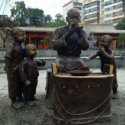 玻璃钢仿铜民俗小品人物博鱼网页版 铜雕步行街农耕园林景观雕像