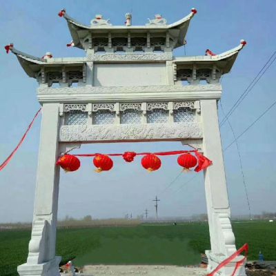 乡村大理石石雕单门牌坊博鱼网页版