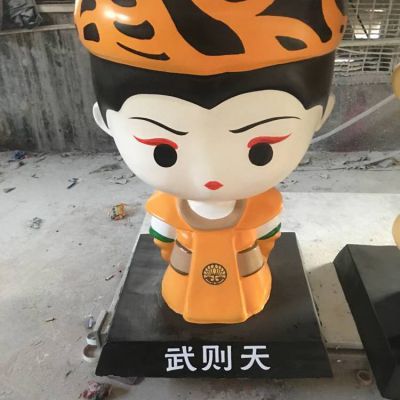 玻璃钢彩绘卡通武则天人物雕像景点摆件