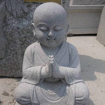 寺院园林不听不看不说小和尚花岗岩摆件