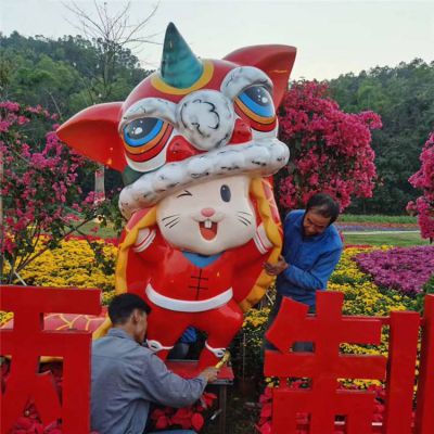 玻璃钢卡通户外广场舞狮的小老鼠博鱼网页版