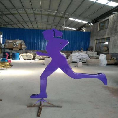 不锈钢喷漆剪影跑步运动人物公园草地摆放运动标识博鱼网页版