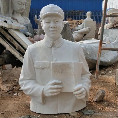 校园景区汉白玉石雕英雄人物雷锋博鱼网页版
