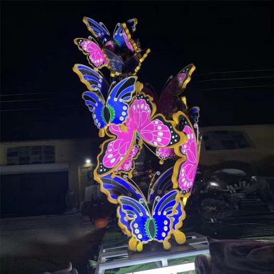 城市园林摆件不锈钢彩绘蝴蝶景观博鱼网页版