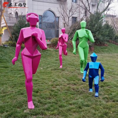 玻璃钢彩绘几何运动人物博鱼网页版 售楼处公园亲子主题景观摆件