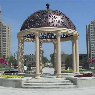 城市广场摆放大型铁艺镂空罗马柱凉亭装饰摆件