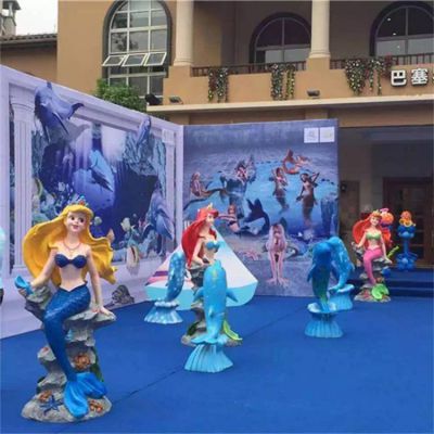 户外海洋公馆玻璃钢卡通彩绘美人鱼博鱼网页版