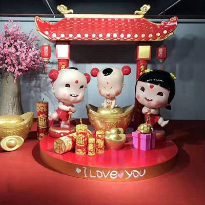 户外可爱玻璃钢彩绘年味娃娃博鱼网页版