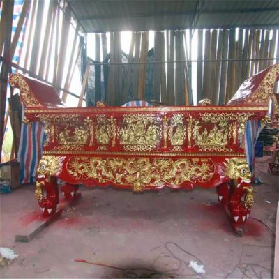 香樟木雕刻龙图纹喷漆鎏金家族祠堂摆放元宝供桌