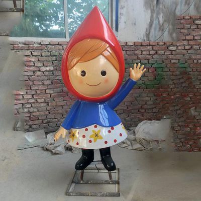 幼儿园游乐场玻璃钢卡通彩绘园林景观小女孩景观摆件