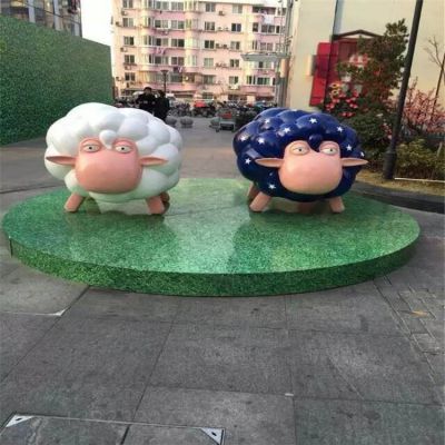 园林户外玻璃钢卡通小羊博鱼网页版