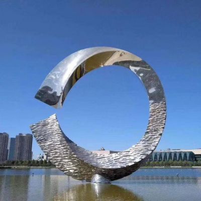 创意发光圆环博鱼网页版 售楼部圆环月亮造型摆件
