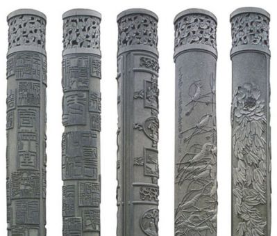 镂空仿古石柱广场景观石雕