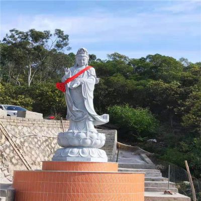 户外大型大理石石雕观音博鱼网页版摆件