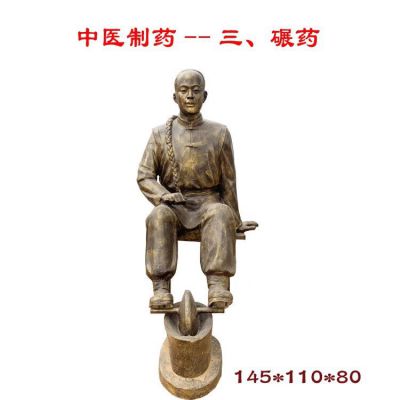 玻璃钢仿铜户外景观人物中医捻药的人物博鱼网页版