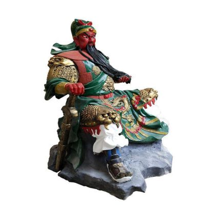 大型寺庙景区景点玻璃钢彩绘武财神关羽摆件
