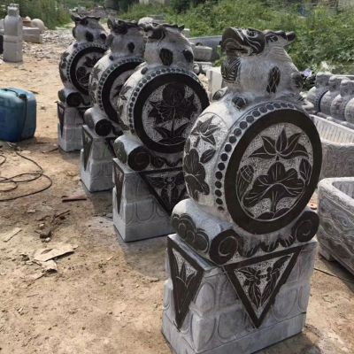 大理石仿青古代无雕刻门墩摆件