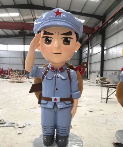 玻璃钢彩绘敬礼的小八路军博鱼网页版