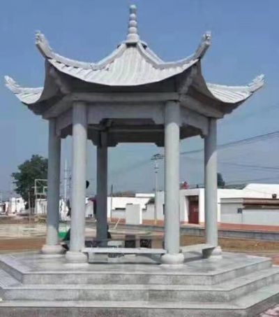 农村文化广场摆放青石仿古六角凉亭博鱼网页版