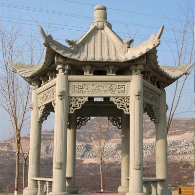 青石雕刻窗花仿古建筑园林休息凉亭座椅
