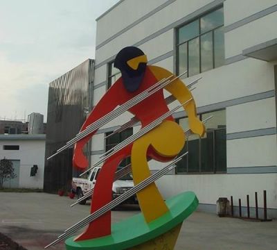 城市广场不锈钢抽象滑滑板人物博鱼网页版