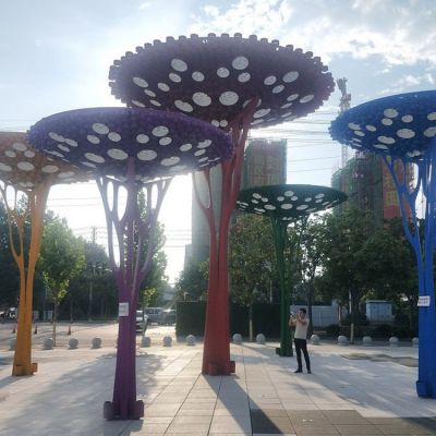不锈钢彩绘抽象树景观小品  广场装饰博鱼网页版